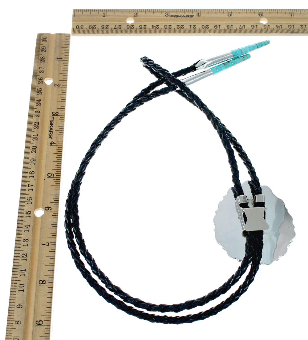 Genuine Navajo Bolo Tie Turquoise Sterling Silver Native American - Image 4