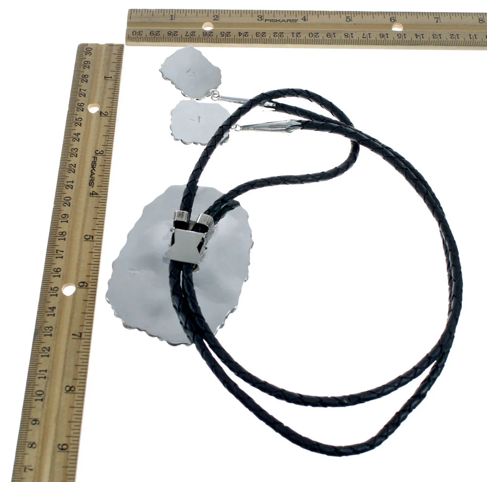 Native American Navajo Bolo Tie Turquoise Sterling Silver - Image 4