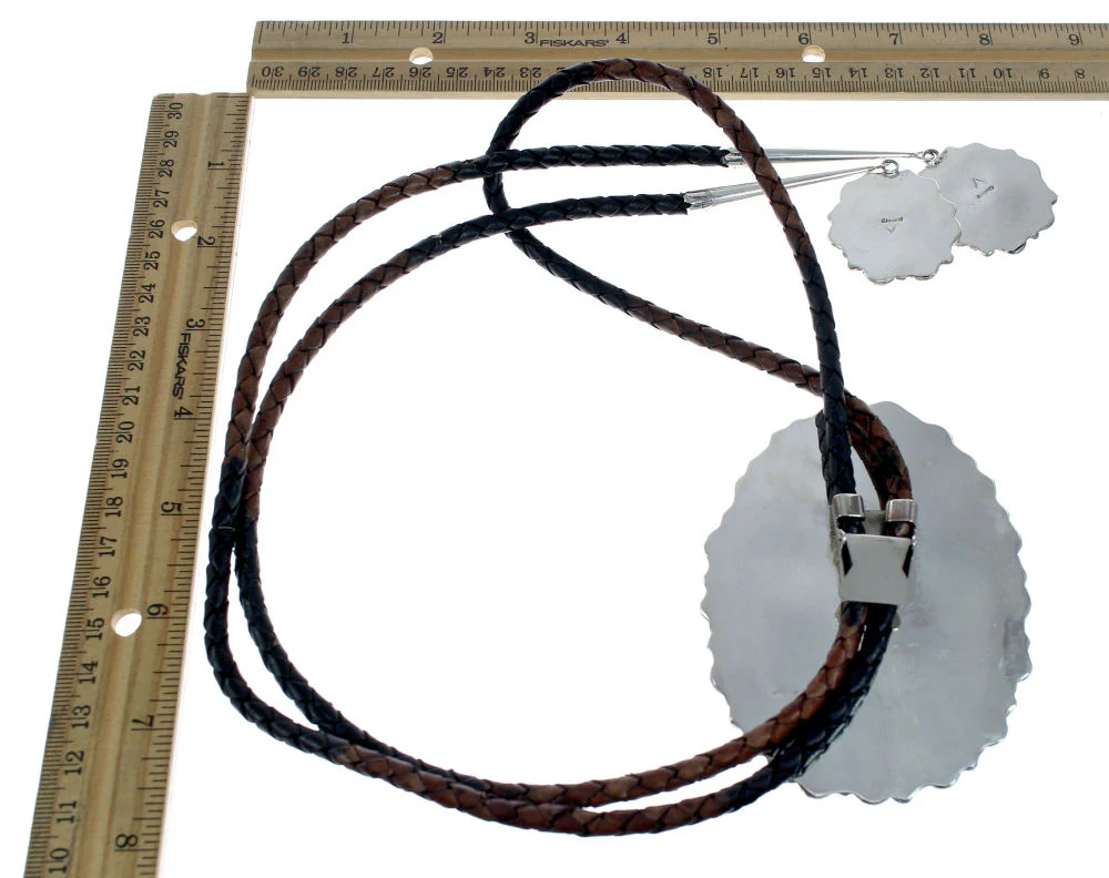Navajo Huge Bolo Tie Turquoise Sterling Silver Native American - Image 4