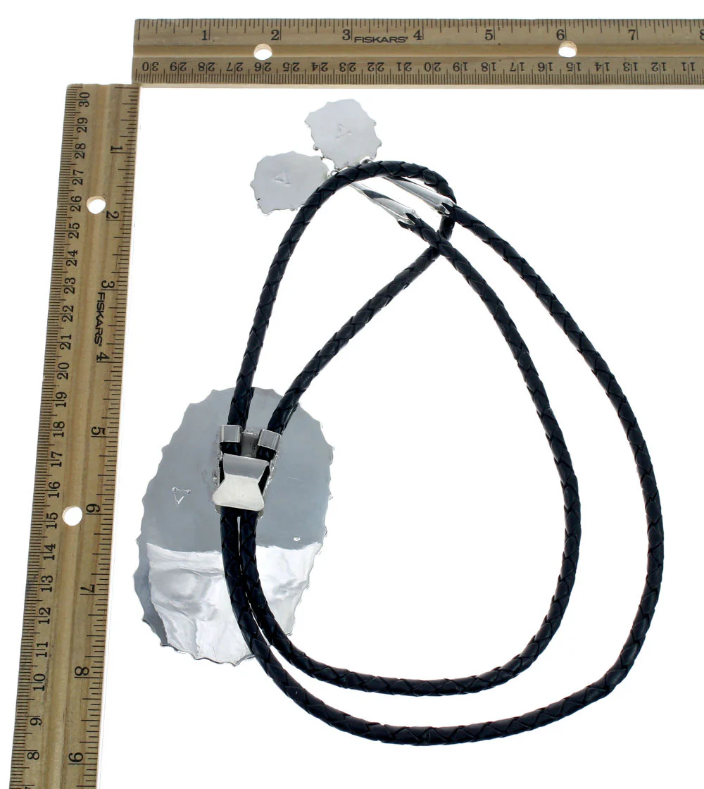 Navajo Turquoise Sterling Silver Native American Bolo Tie - Image 4