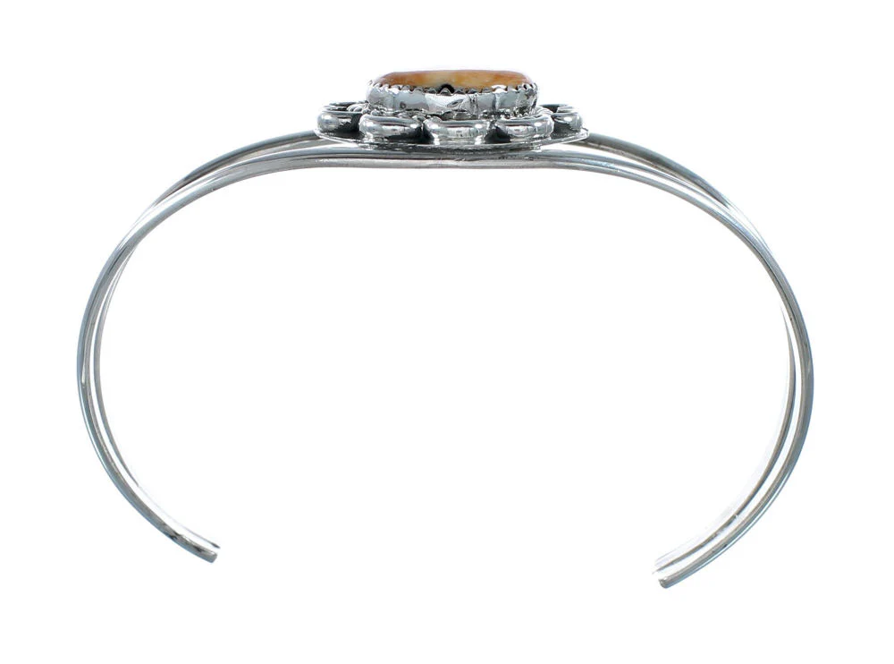 Navajo Oyster Shell Sterling Silver Native American Cuff Bracelet - Image 4