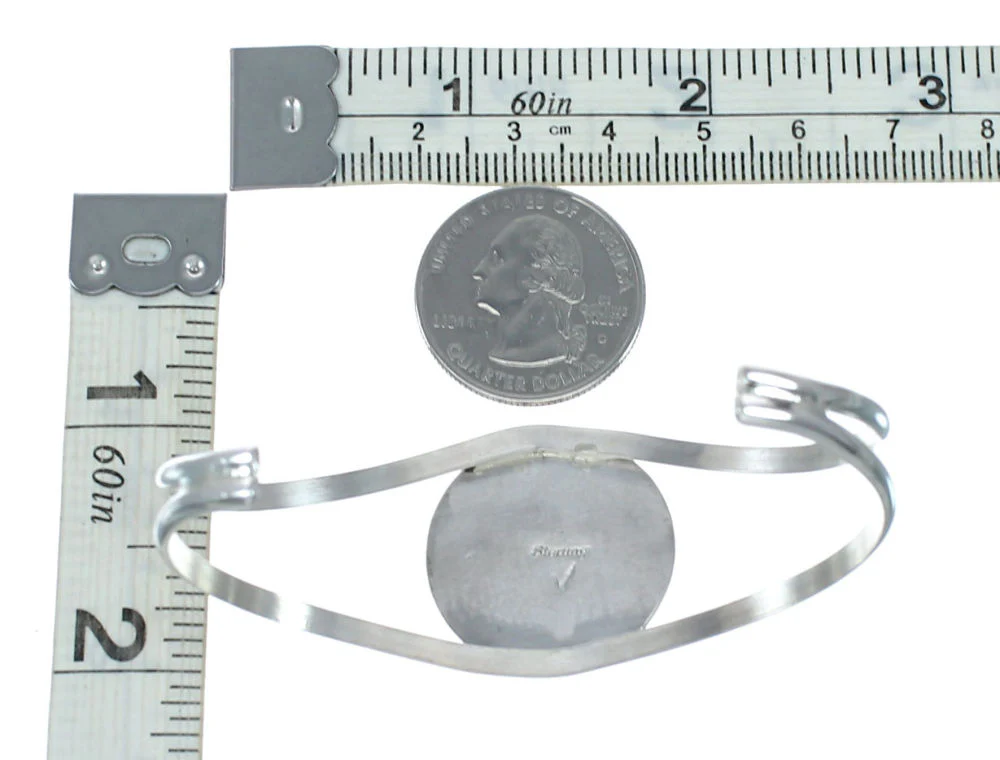 Navajo Oyster Shell Sterling Silver Native American Cuff Bracelet - Image 5