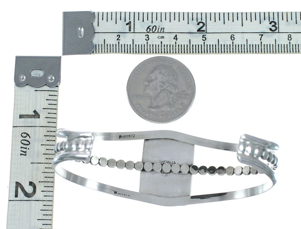 Navajo Sterling Silver And Multicolor Inlay Southwest Cuff Bracelet - Image 5