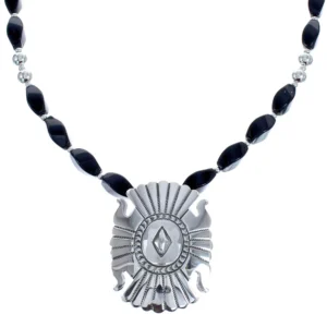 Onyx Sterling Silver Navajo Bea