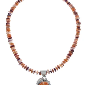 Oyster Shell Navajo Silver Bead Necklace Pendant Set