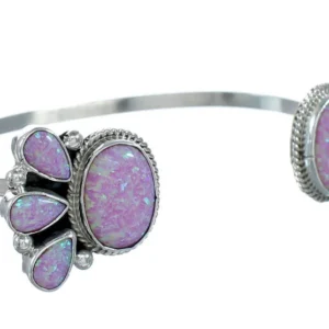 Pink Opal Sterling Silver Native American Cuff Bracelet