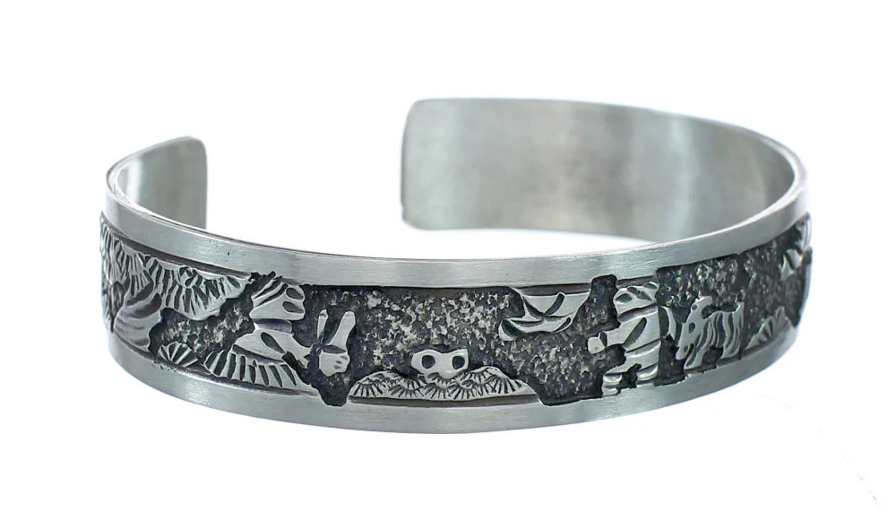 Silver Horse Native American Cuff Bracelet - Image 2