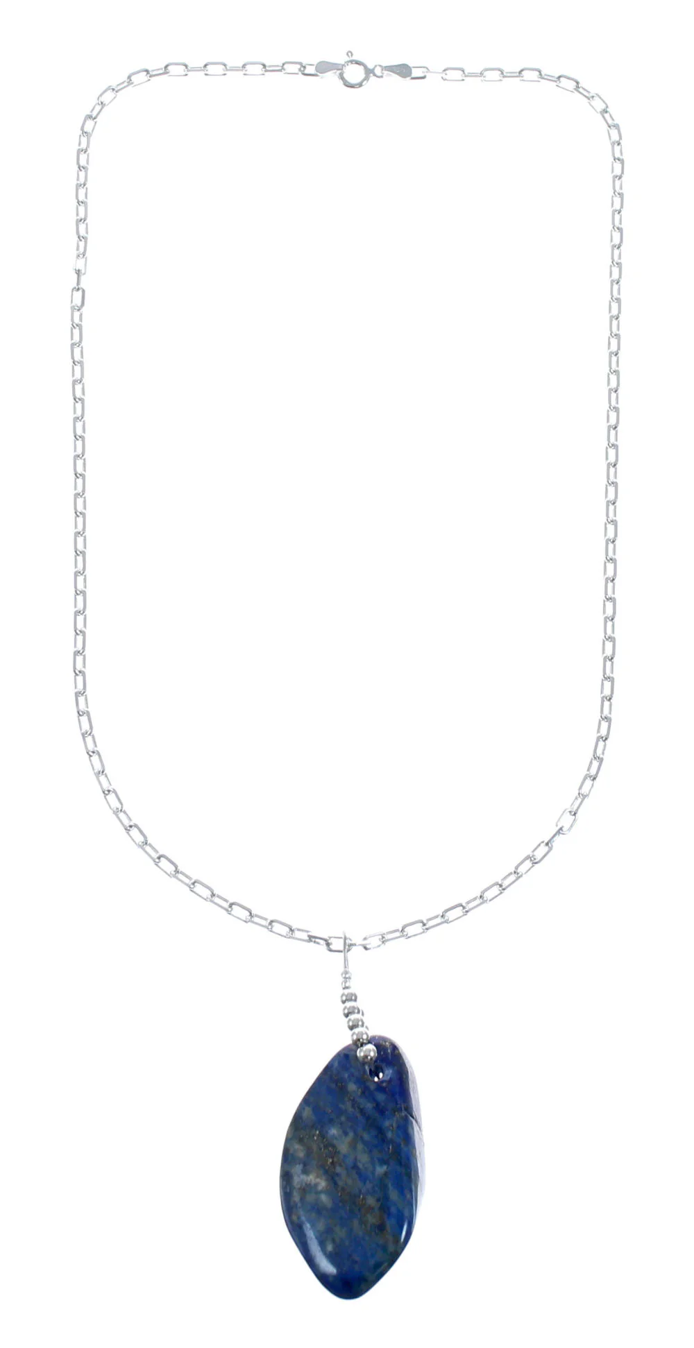 Sterling Silver Lapis Italian Link Chain 18" Native American Necklace Pendant Set - Image 2