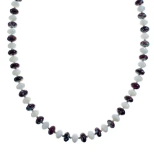 Sterling Silver Mother of Pearl And Agate Bead Native American Necklace