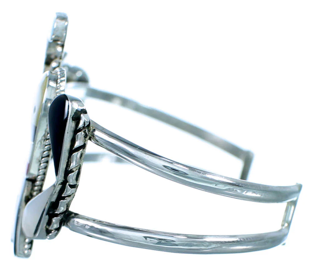 Inlay Thunderbird Zuni Cuff Bracelet Sterling Silver Multicolor - Image 3