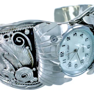 Sterling Silver Navajo Scalloped Leaf Cuff Watch
