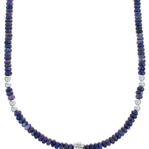 Sterling Silver Purple Oyster Shell Navajo Bead Necklace