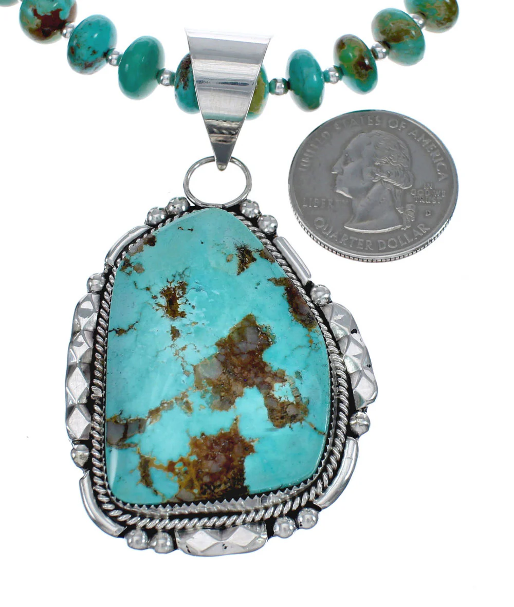 Native American Bead Necklace Set Sterling Silver Turquoise - Image 3