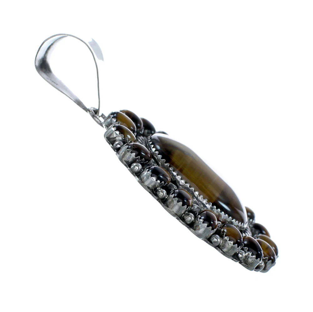 Tiger Eye And Sterling Silver Navajo Pendant - Image 2