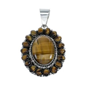 Tiger Eye And Sterling Silver Navajo Pendant