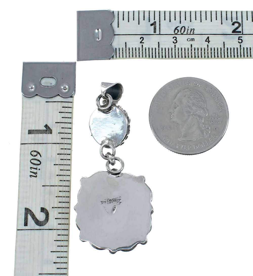 Turquoise Inlay Navajo Authentic Sterling Silver Pendant - Image 3