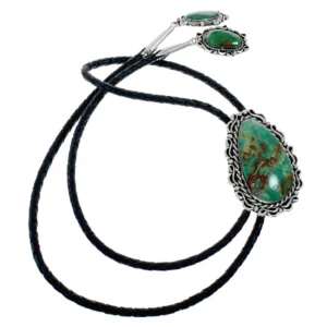 Turquoise Native American Bolo Tie Navajo Sterling Silver