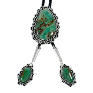 Turquoise Native American Bolo Tie Navajo Sterling Silver