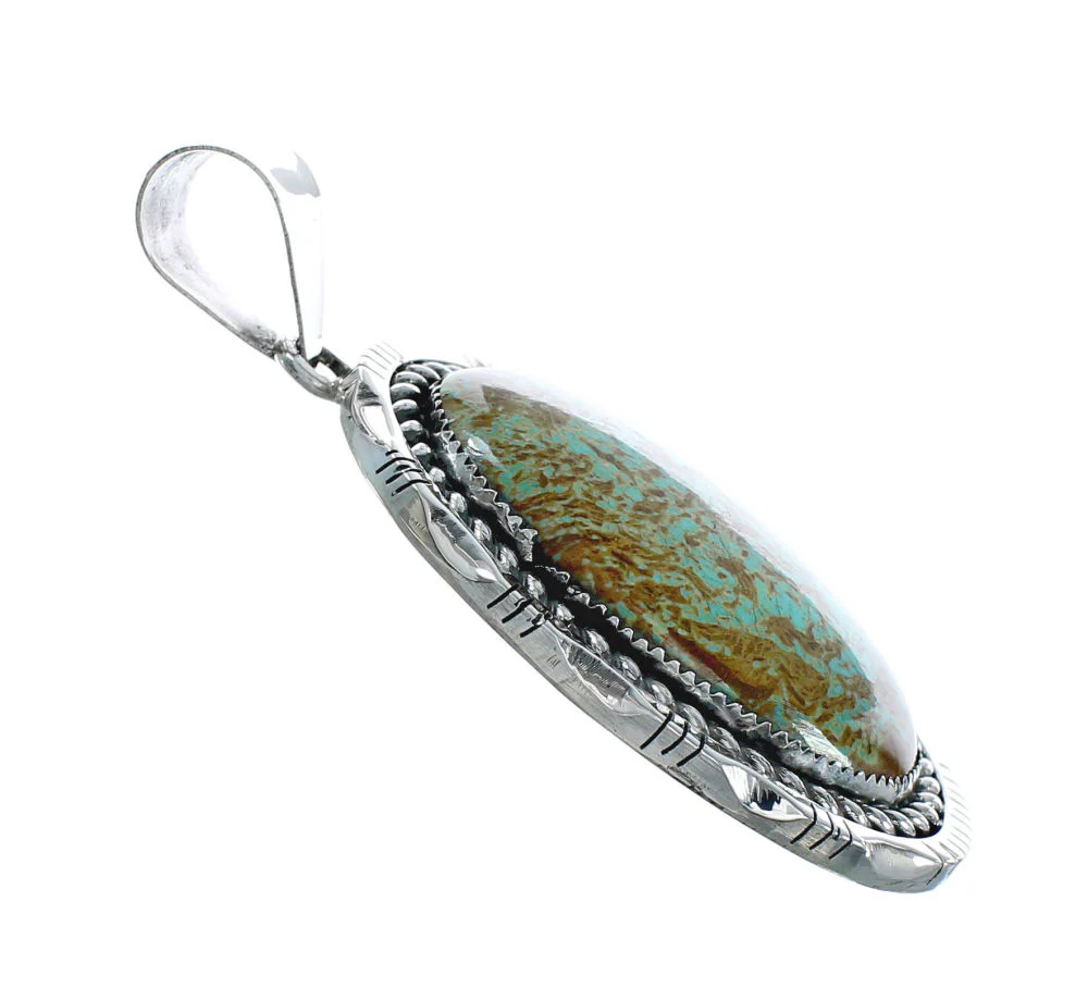 Turquoise Sterling Navajo Native American Silver Pendant - Image 2