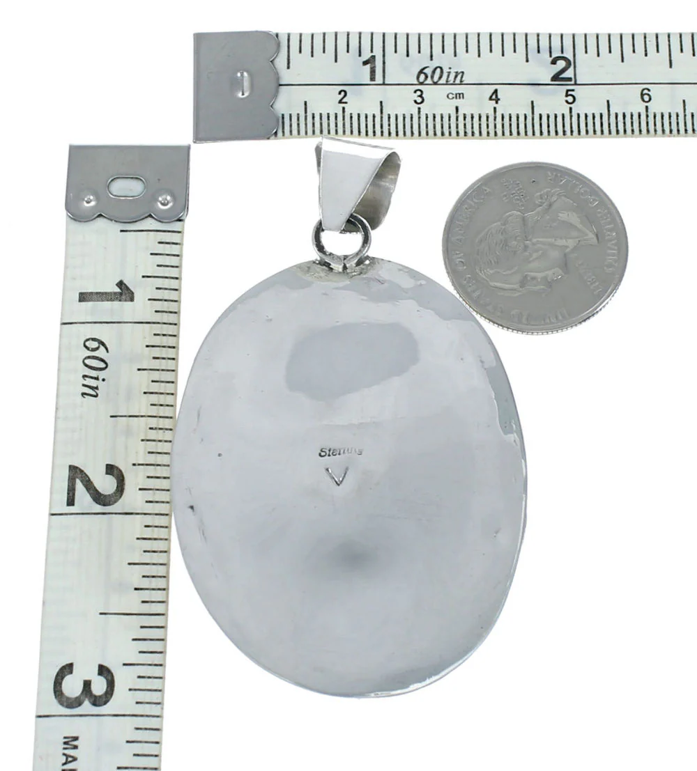Turquoise Sterling Navajo Native American Silver Pendant - Image 3
