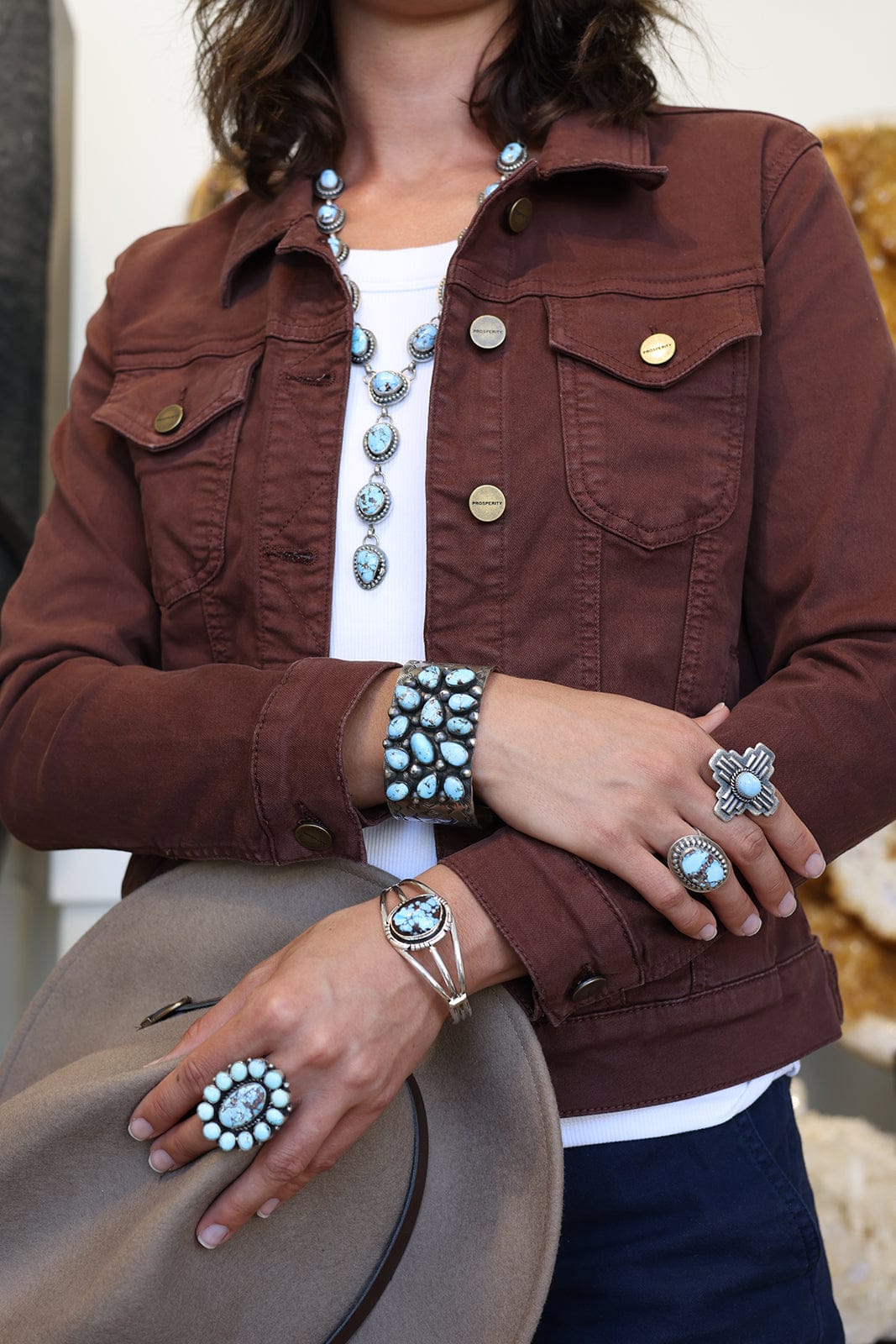 Sterling Silver Turquoise Cluster Cuff Bracelet | Vintage Handcrafted Jewelry - Image 5