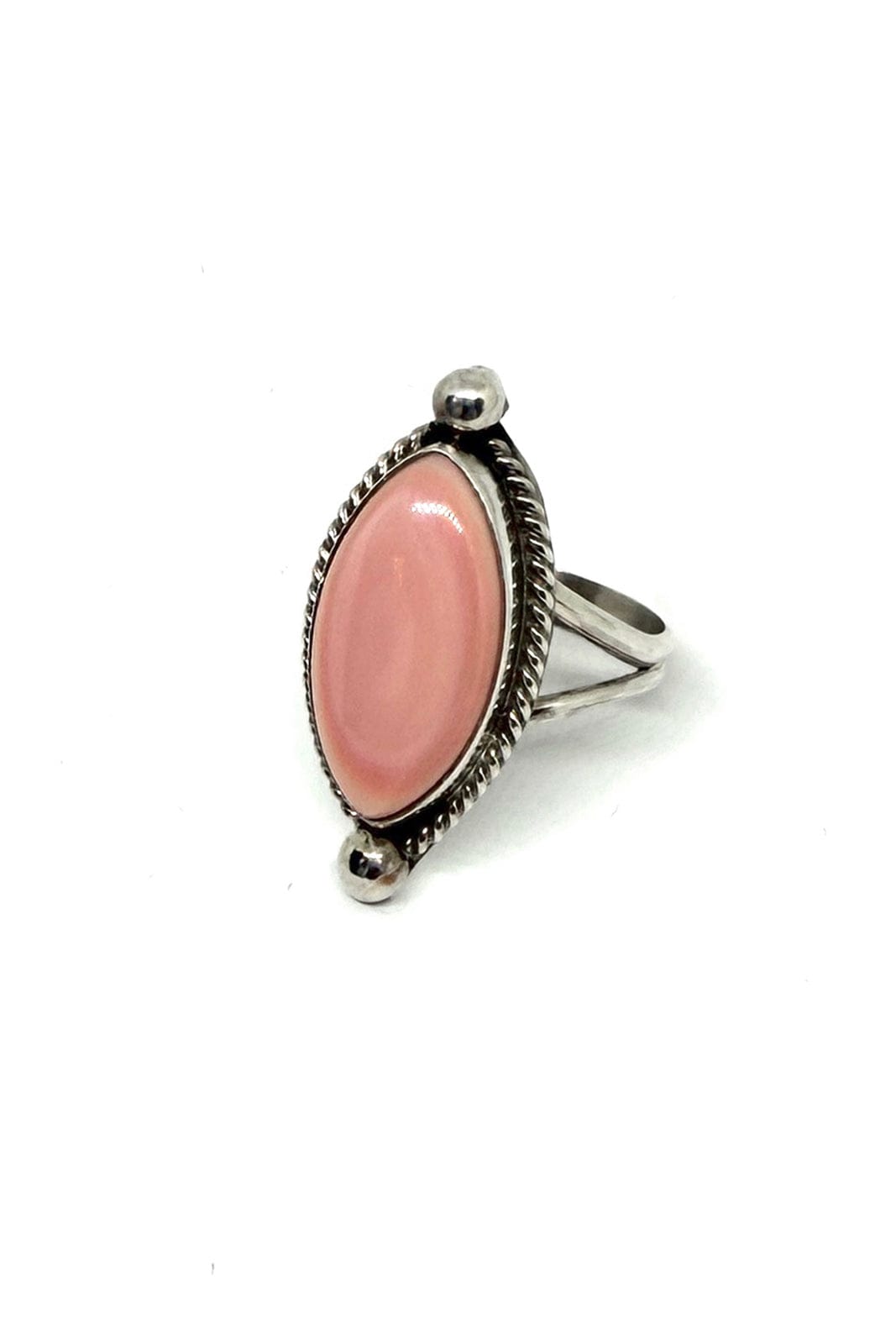 navajo pink conch sterling silver ring