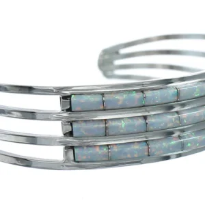 Zuni Sterling Silver Opal Genuine Cuff Bracelet Jewelry
