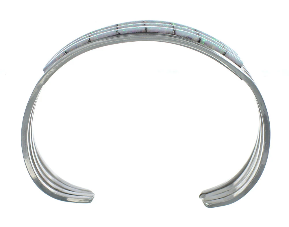 Zuni Sterling Silver Opal Genuine Cuff Bracelet Jewelry - Image 4