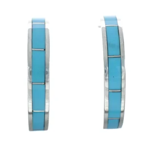 Zuni Sterling Silver Turquoise Post Hoop Earrings