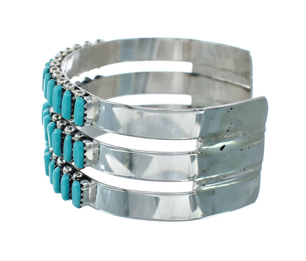 Zuni Turquoise Needlepoint Genuine Sterling Silver Cuff Bracelet - Image 3