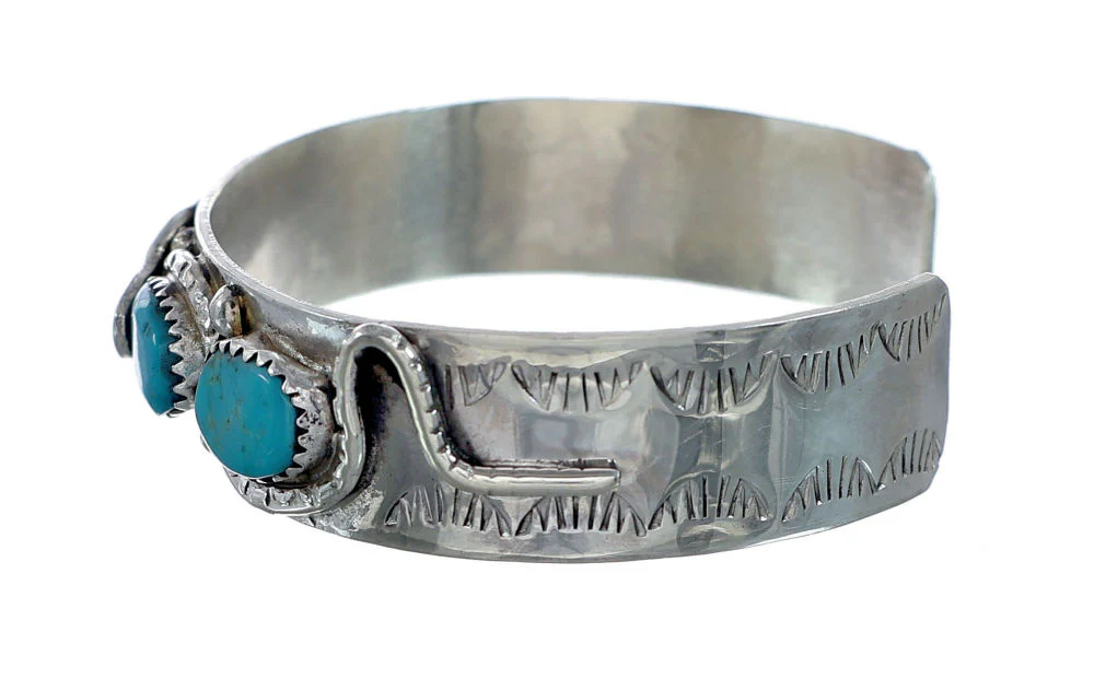Zuni Effie Calavaza Snake Cuff Bracelet Turquoise Sterling Silver - Image 3
