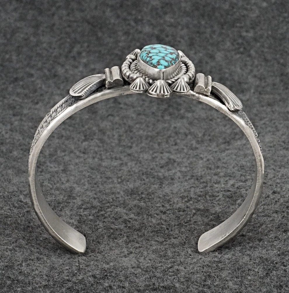 Kingman Turquoise Bracelet by Michael Calladitto – Navajo Sterling Silver Cuff - Image 5