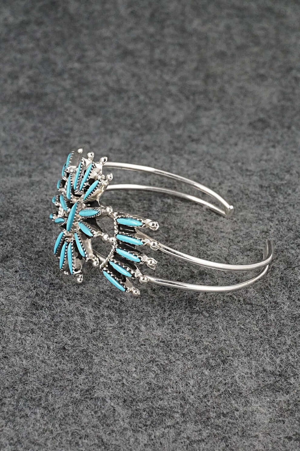 Squash Blossom Necklace by Gerald Etsate – Zuni Needlepoint Turquoise - Image 6