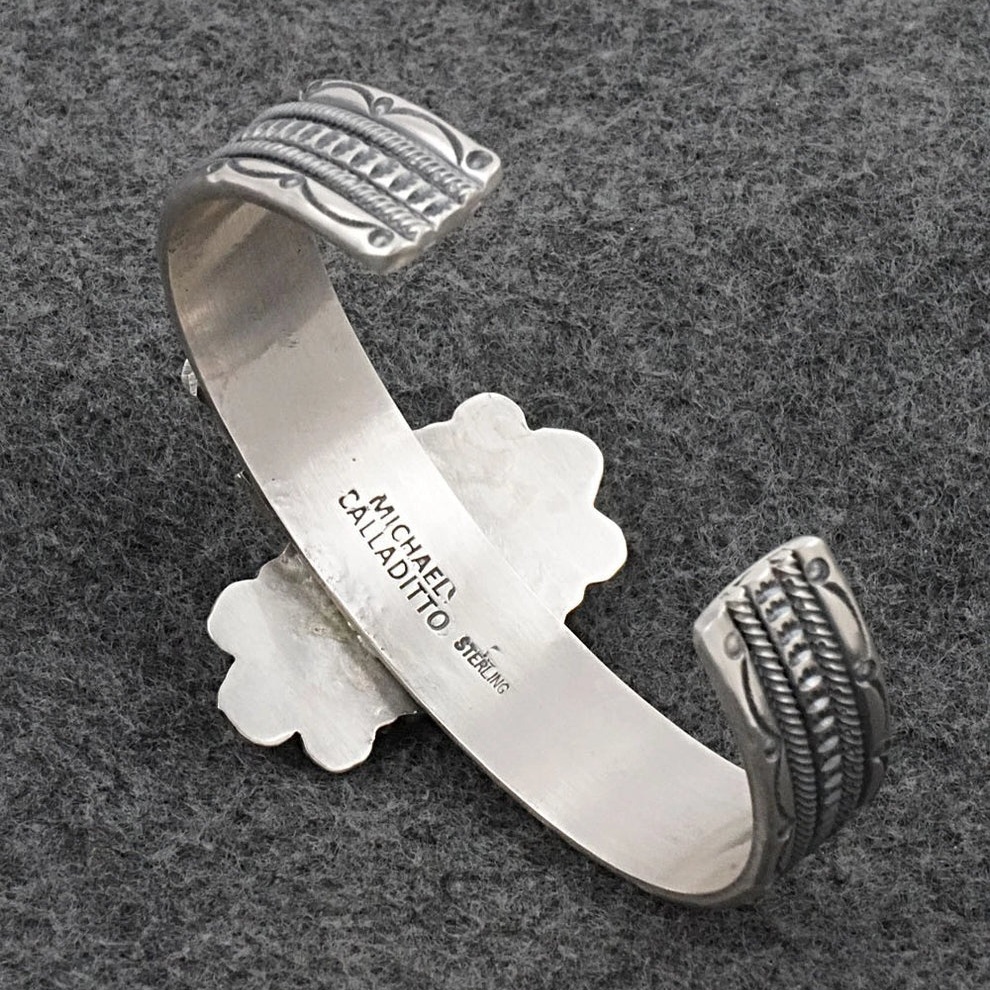 Kingman Turquoise Bracelet by Michael Calladitto – Navajo Sterling Silver Cuff - Image 8