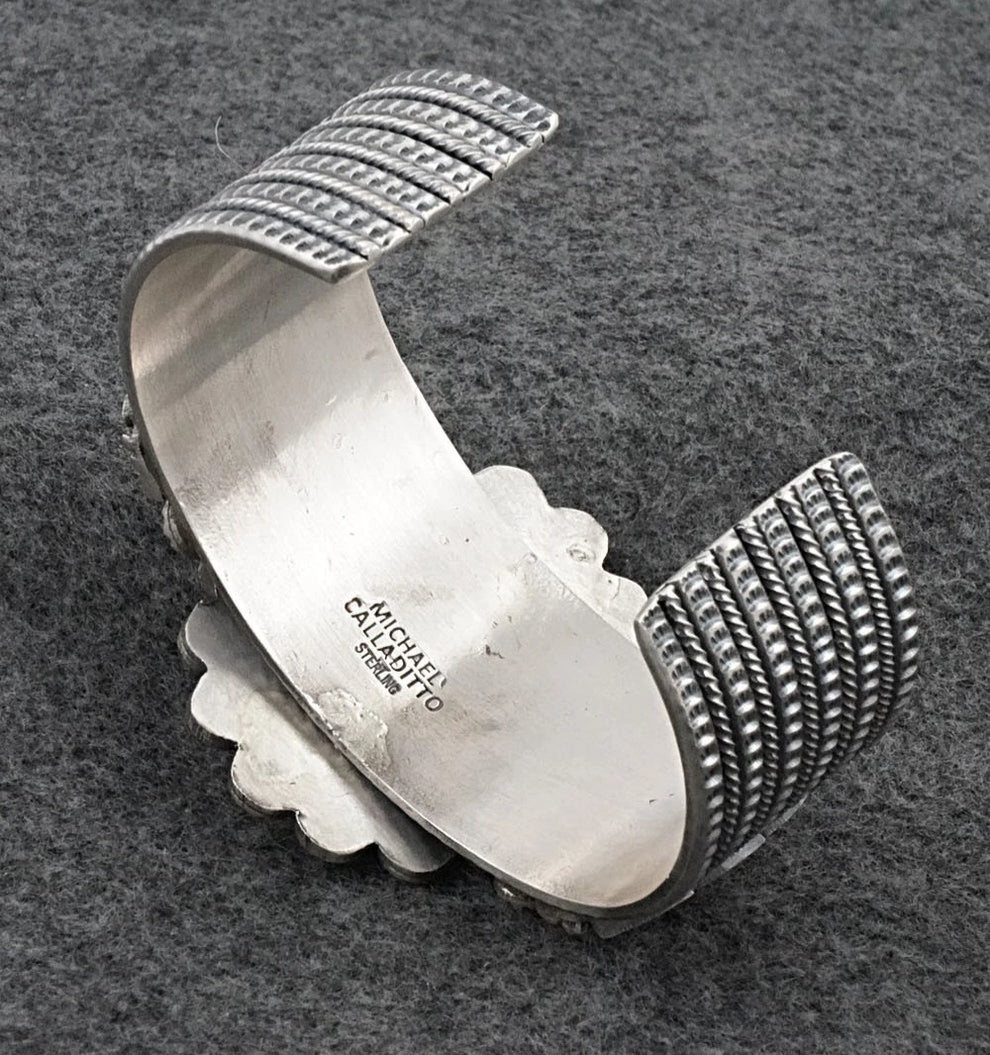 Bold Kingman Sterling Silver Bracelet by Michael Calladitto – Navajo Cuff - Image 7