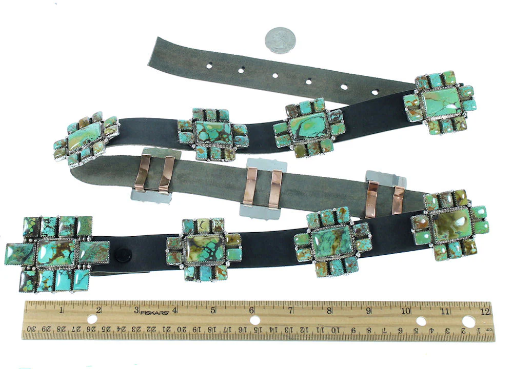 American Indian Turquoise And Sterling Silver Concho Belt - Image 7