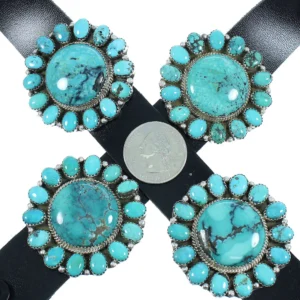 Navajo Concho Belt Native American Authentic Sterling Silver Turquoise