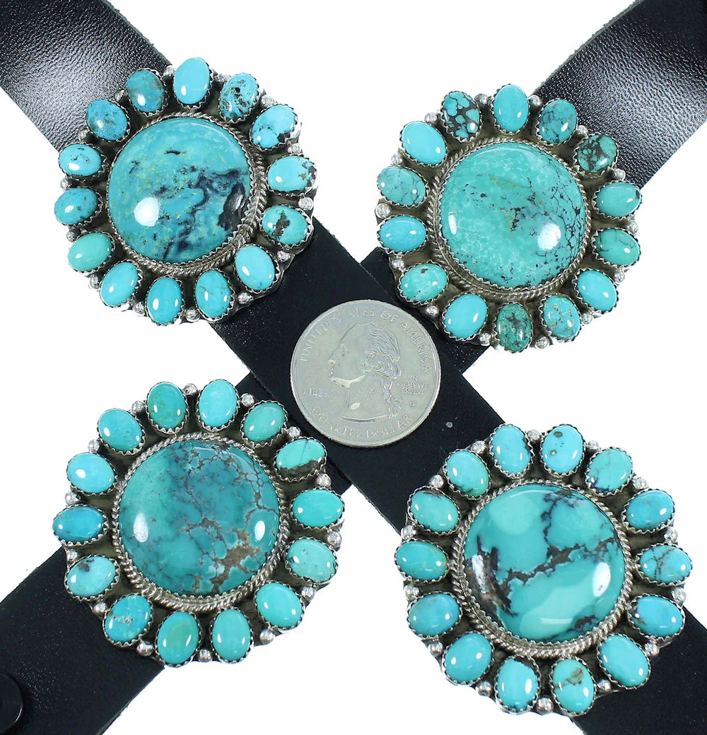 Navajo Concho Belt Native American Authentic Sterling Silver Turquoise - Image 2
