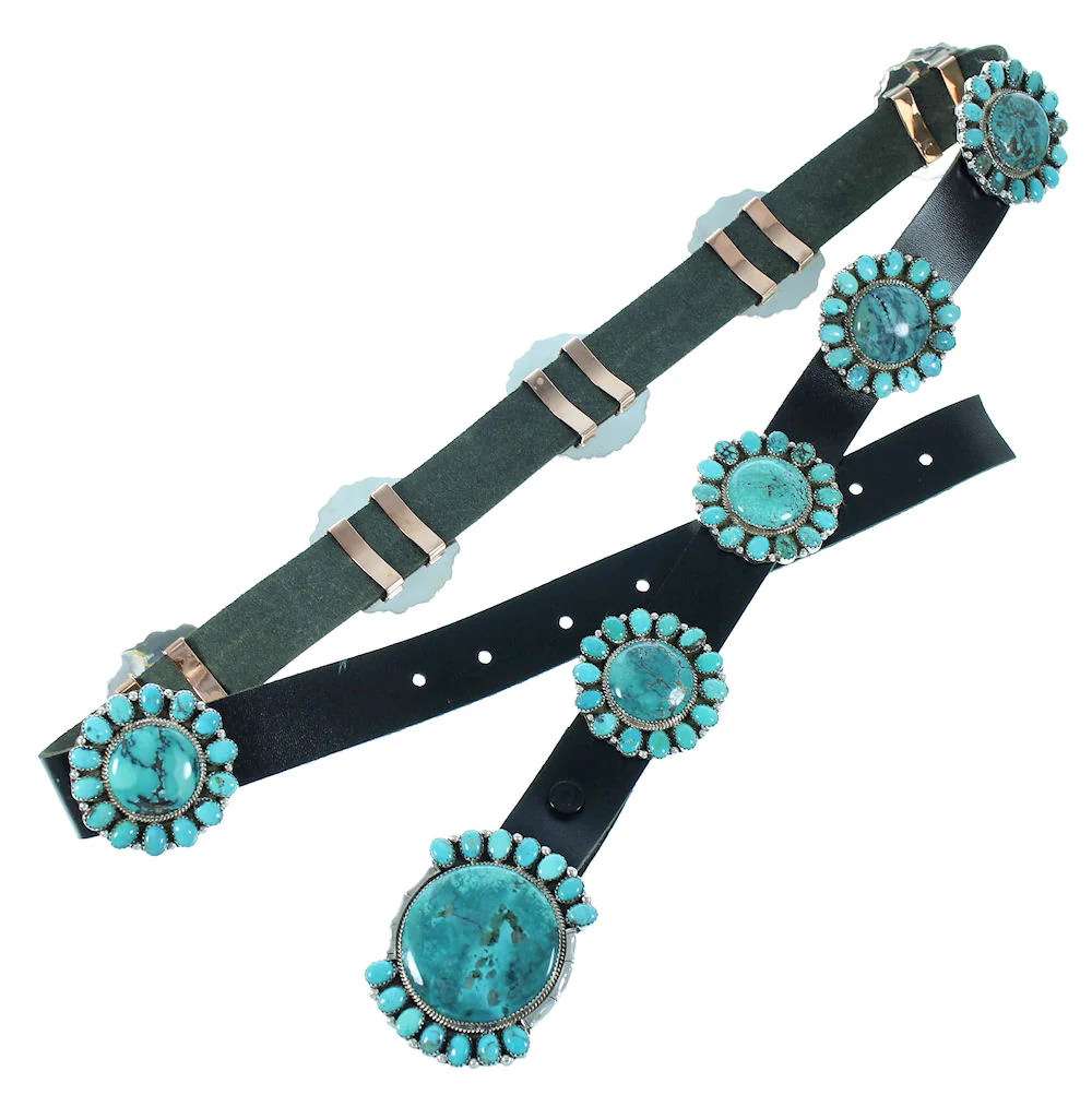 Navajo Concho Belt Native American Authentic Sterling Silver Turquoise - Image 6