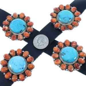 Navajo Shell Concho Belt Genuine Sterling Silver Turquoise And Oyster