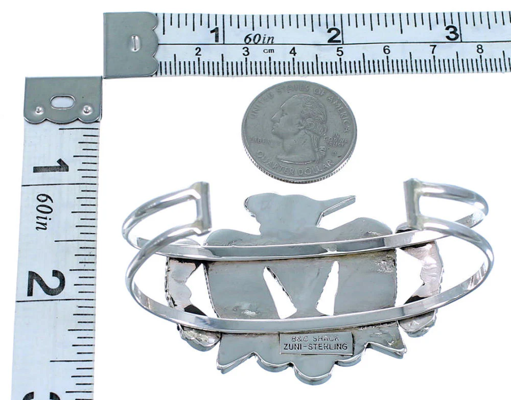 Inlay Thunderbird Zuni Cuff Bracelet Sterling Silver Multicolor - Image 5