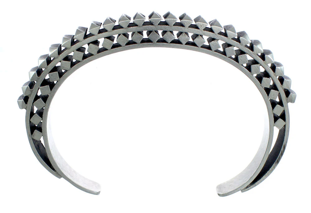 Navajo Sterling Silver Native American Cuff Bracelet - Image 4