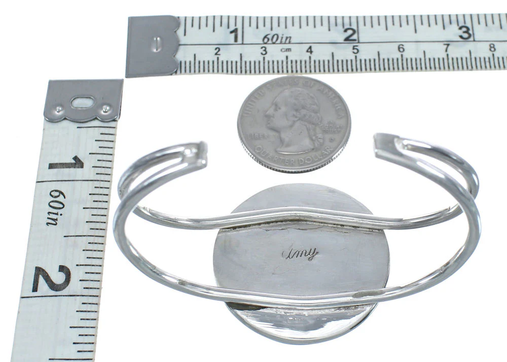 Turquoise And Silver Zuni Native American Cuff Bracelet - Image 5