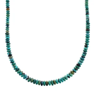 Graduated Rondelle Sterling Silver And Turquoise Native American Bead Necklace
