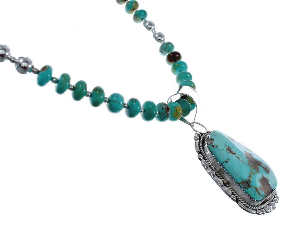 Native American Bead Necklace Set Sterling Silver Turquoise - Image 4