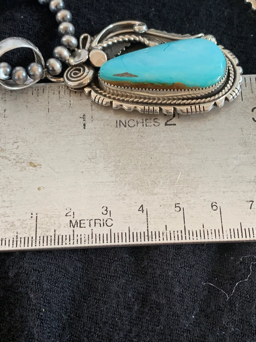 Sterling Silver Roystone Handcrafted Turquoise Pendant Necklace - Image 10