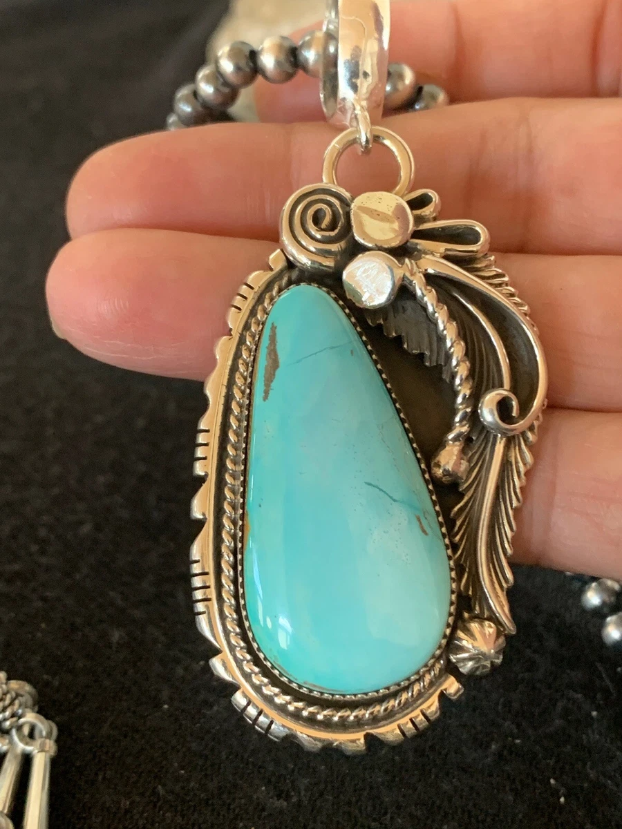 Sterling Silver Roystone Handcrafted Turquoise Pendant Necklace - Image 11