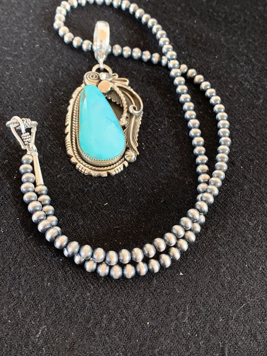 Sterling Silver Roystone Handcrafted Turquoise Pendant Necklace - Image 3