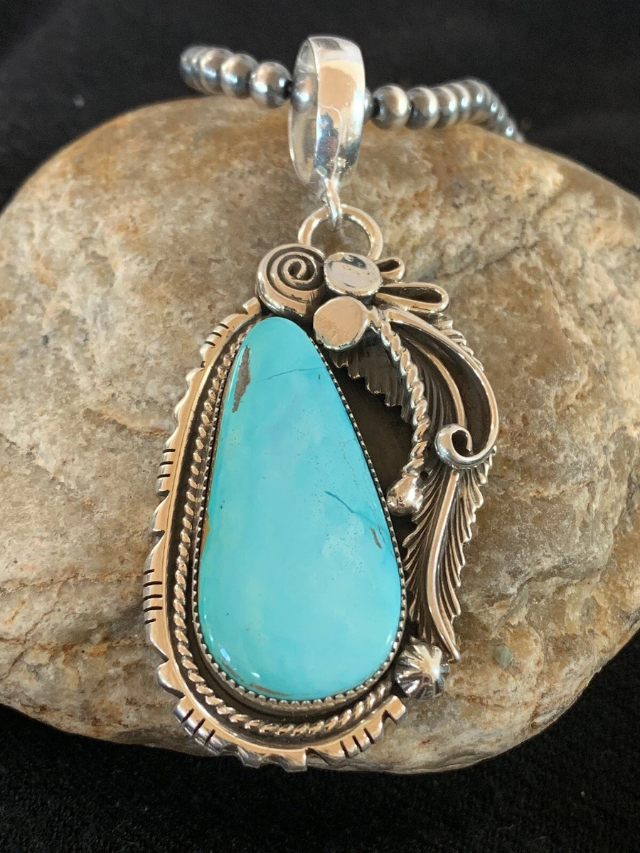 Sterling Silver Roystone Handcrafted Turquoise Pendant Necklace - Image 5