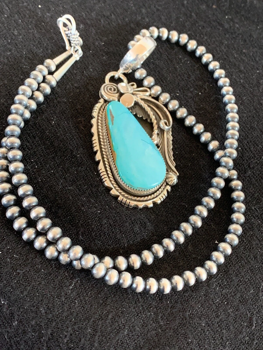 Sterling Silver Roystone Handcrafted Turquoise Pendant Necklace - Image 6